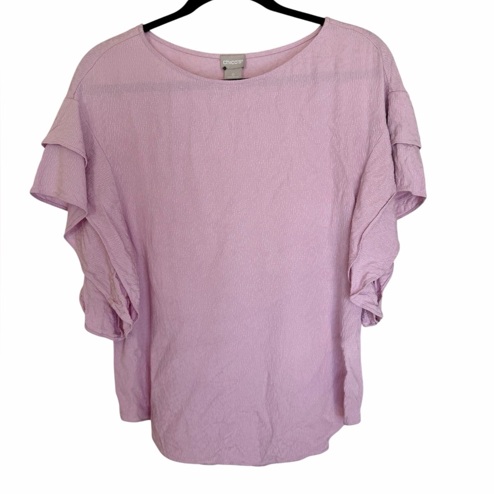 Chico’s Flutter Sleeve Blouse Size 0 (4/6)